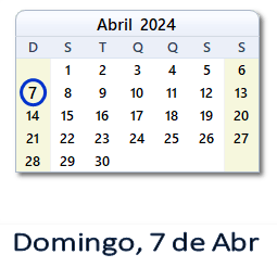 7 Abril 2024 calendario