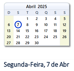 7 Abril 2025 calendario