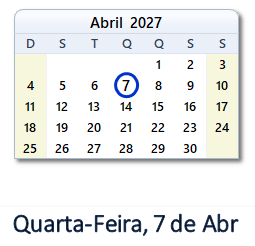 7 Abril 2027 calendario