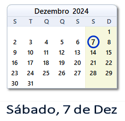 7 Dezembro 2024 calendario
