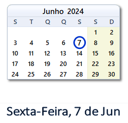 7 Junho 2024 calendario