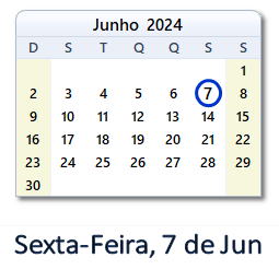 7 Junho 2024 calendario