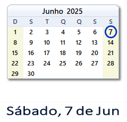 7 Junho 2025 calendario