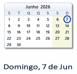7 Junho 2026 calendario