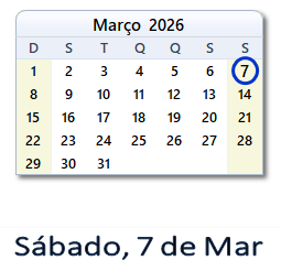 7 de Março, 2026 Calendário com notícias e tweets do dia - BRA