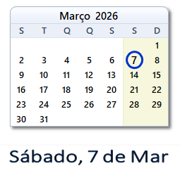 7 Março 2026 calendario