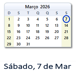 7 Março 2026 calendario