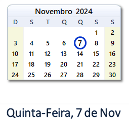 7 Novembro 2024 calendario