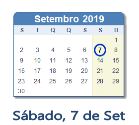 7 Setembro 2019 calendario