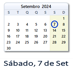 7 Setembro 2024 calendario