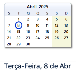 8 Abril 2025 calendario