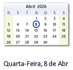 8 Abril 2026 calendario