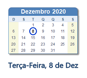 8 Dezembro 2020 calendario