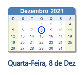 8 Dezembro 2021 calendario