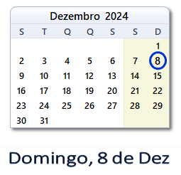 8 Dezembro 2024 calendario