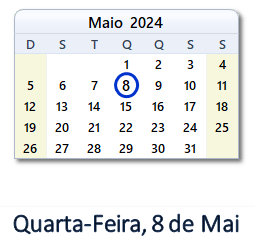 8 Maio 2024 calendario