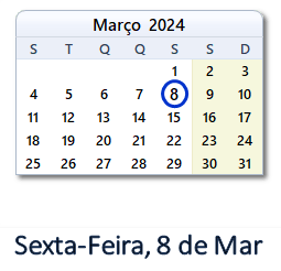 8 Março 2024 calendario