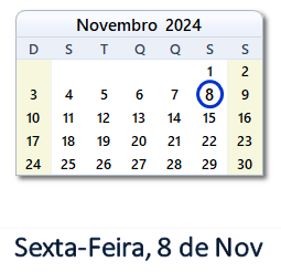 8 Novembro 2024 calendario