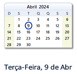 9 Abril 2024 calendario
