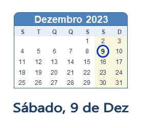 9 Dezembro 2023 calendario