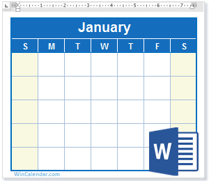 Calendar Word Blank English