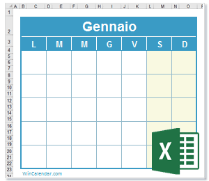 Calendario Excel Calendario vuoto