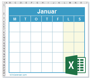 tom kalendar Excel Kalender