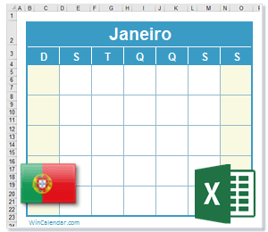 Calendário Excel Portugal
